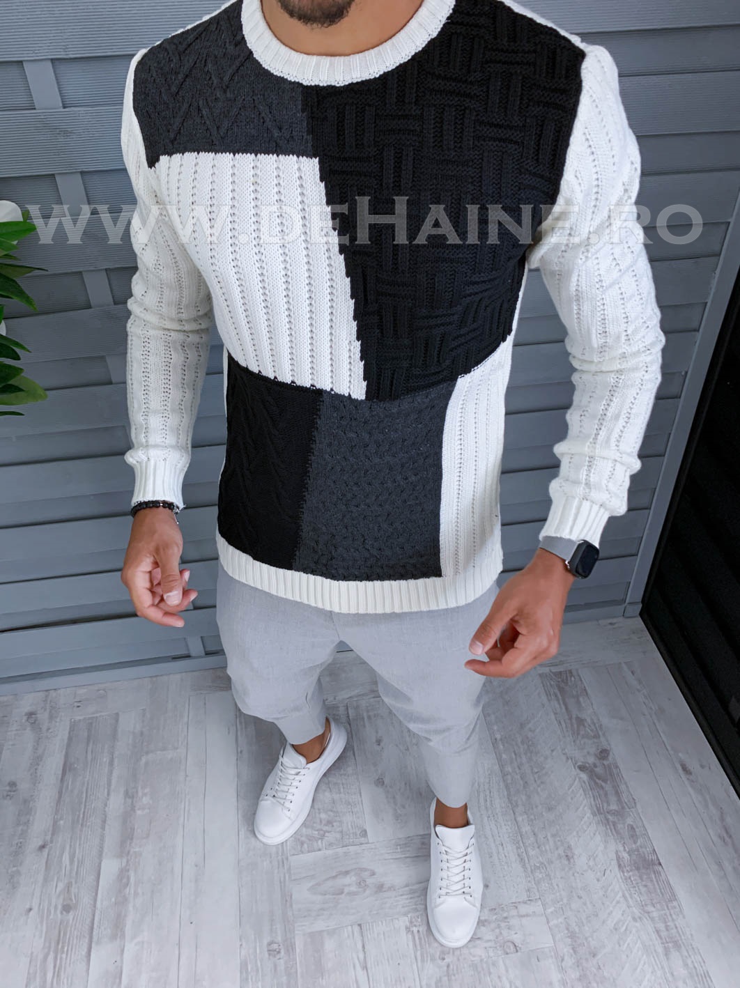 Pulover barbati gros slim fit alb zr t3611 i5-1.2*